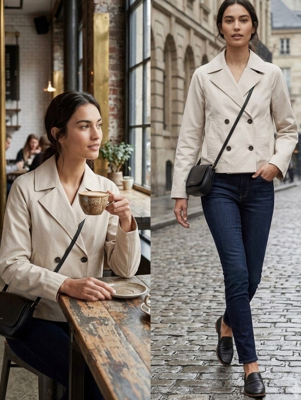 Calvin Klein Cropped Trench Jacket Neutral Beige | Size Small | NWT